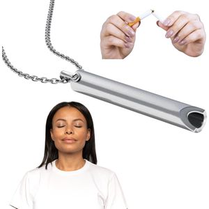 Stoppen met Roken Fluitje aan Ketting - Zilver - Anti-Stress ketting: helpt bij Angsten, Stress, Paniekaanvallen en Hyperventilatie