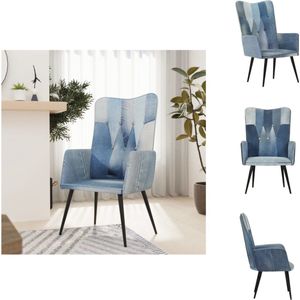 vidaXL Armstoel - Canvas - Blauw - 55 x 41 x 97 cm - Met knoopontwerp - Fauteuil