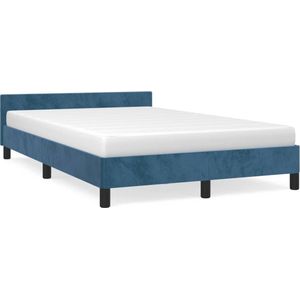 vidaXL - Bedframe - met - hoofdbord - fluweel - donkerblauw - 120x190 - cm