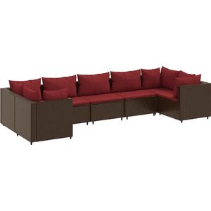 vidaXL 7-delige Loungeset - Bruin Poly Rattan