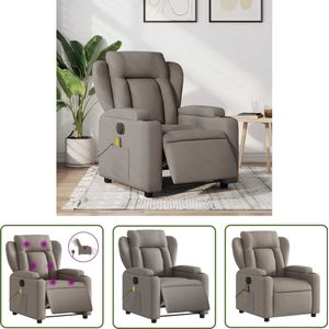 The Living Store Massagestoel elektrisch verstelbaar stof taupe - Elektrische Massagestoel - Massagefauteuil - Elektrische Verstelbare Stoel - Lounge Stoel - Comfortstoelen