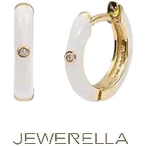 Huggie Oorbellen - Goud - Wit