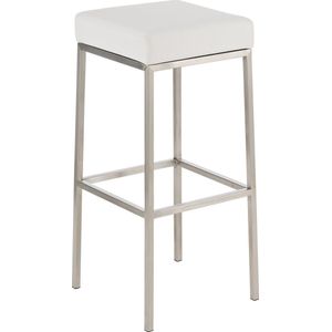 Barkruk Divine - Zonder rugleuning - Set van 1 - Ergonomisch - Barstoelen voor keuken of kantine - Vierkant - Wit - Zithoogte 85cm