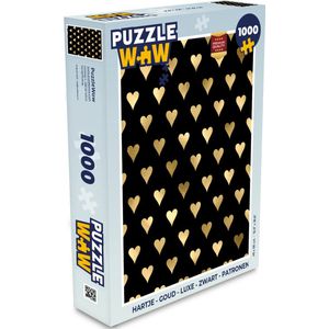 Puzzel Hartje - Goud - Luxe - Zwart - Patronen - Legpuzzel - Puzzel 1000 stukjes volwassenen