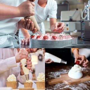 Wegwerp Spuitzakken - 100 Stuks Dikke Plastic Icing Bags voor Bakken - Clear Icing Bags voor Cake Koekjes Gebak Decoratie (12 * 8in) spuitzakken wegwerp