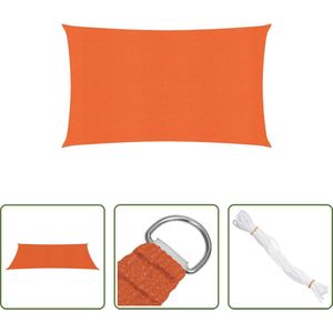 The Living Store Schaduwdoek HDPE - 2 x 5 m - Oranje - Rechthoekig