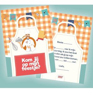 Uitnodiging kinderfeestje kookfeest, set van 10 stuks