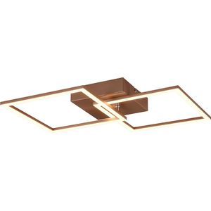 LED Plafondlamp - Plafondverlichting - Torna Square - 20W - Warm Wit 3000K - Vierkant - Coffee - Metaal