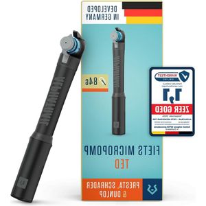 Ted Micropomp - Maximale druk 83 Bar 120 PSI - Efficiënte telescoopfunctie - CNC gefreesde aluminium - Fietspomp voor Presta Schrader Dunlop ventiel