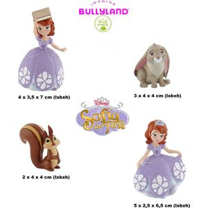 Bullyland - Disney Prinses Sofia Speelset - Taarttoppers - set 4 stuks (hoogte +/- 4 - 7 cm)
