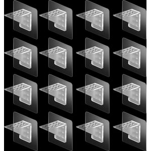 12 stuks zelfklevende haken - plankdragers voor kledingkast - glazen kastvloer drager - transparante plankhouder - huishouden stickers .