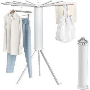 NAIZY kledingrek kledinghanger met 16 droogstangen opvouwbaar toren kledingrek 3-poots droogrek rekbaar kleding droogrek ideaal voor balkon binnen buiten (aluminium)
