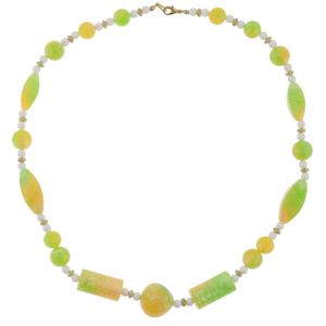 Behave Ketting - kralenketting - geel - groen - wit - goud kleur - dames - 60 cm