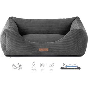 Dog's Lifestyle Orthopedische hondenmand Ribbed Antraciet XL 100cm -Ook in L - Wasbare hoes