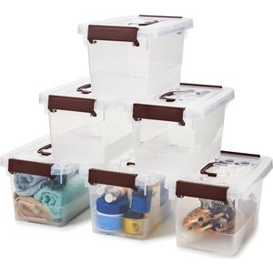 opbergdozen Opbergdozen, 5 liter, transparante organizer met deksel, stapelbare container met deksel. Ideaal voor kantoor, kinderkamer, keuken en werkplaats (set van 6)