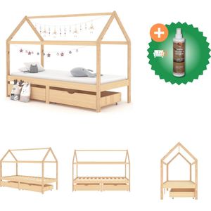 vidaXL Kinderbedframe met lades massief grenenhout 90x200 cm - Bed - Inclusief Houtreiniger en verfrisser