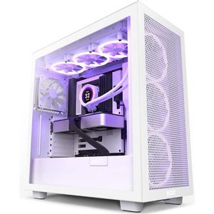 ATX Mid Tower Gaming Case met USB Type-C, Verticale GPU-montage en RGB-verlichting - Wit