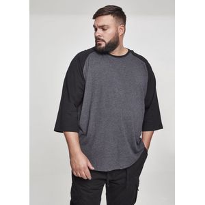Urban Classics - Contrast 3 4 Sleeve Raglan T-shirt - Zwart Grijs