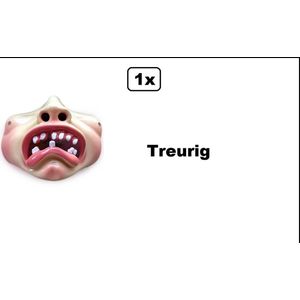 Halfmasker Treurig bolle wangen met tandjes - Carnaval thema feest optocht fun party festival