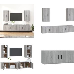 vidaXL 4-delige Tv-meubelset bewerkt hout grijs sonoma eikenkleurig - Tv-kast - Tv-kasten - Tv-meubel - Hifi-meubel