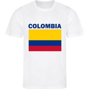 Colombia - T-shirt Wit - Voetbalshirt - Maat: L - Landen shirts