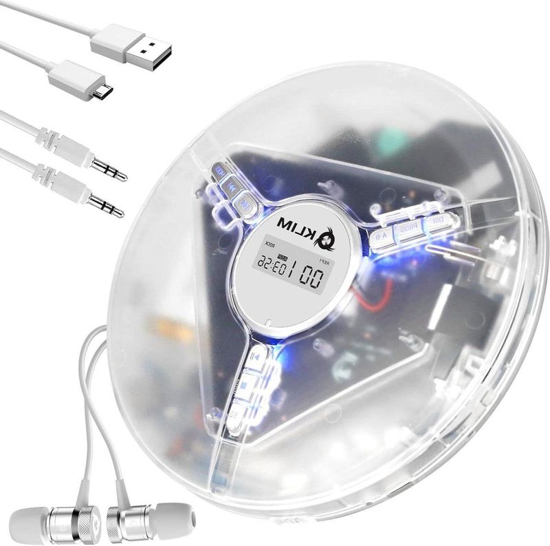 Draagbare CD-speler met hoofdtelefoon, ingebouwde batterij, Nieuw, CD-spelers voor thuis auto, Compatibel met SD-kaart CD CD-R CD-RW MP3 WMA, 5 EQ-effecten, Walkman CD-speler