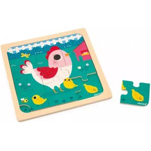 Janod Houten Inlegpuzzel | Kip & Zijn Kuikens