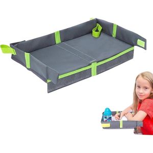 Children's Travel Table Foldable Aircraft Tray for Kids Car Seat - Light Toys Tassels Cups - Grey - Most People reistafel voor kind