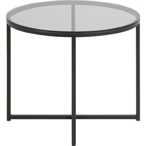 Cape bijzettafel Ø55 cm rookkleurig glas en mat zwart metaal.