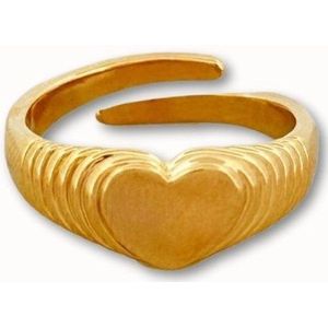 ByNouck Jewelry - Hart Ring - Sieraden - Vrouwen Ring - Goudkleurig - Liefde - Hartje