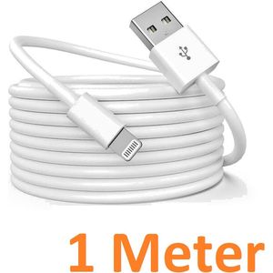 1 Meter Geschikt voor: Lightning kabel naar USB 2.0 A Male oplaadkabel Geschikt voor: Apple iPhone iPod Airpods & iPad - Wit