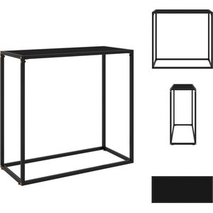 vidaXL Wandtafel Modern Zwart 80 x 35 x 75 cm - Gehard Glas en Staal - Tafel