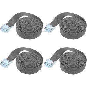 Verstelbare spanbanden voor vrachtbagage en vrachtwagens - 4 stuks grijs - 4 meter x 25 mm
