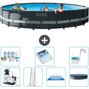 Intex Rond Ultra XTR Frame Zwembad - 610 x 122 cm - Inclusief Pomp - Ladder - Grondzeil - Afdekzeil Onderhoudspakket - Glasparels - Skimmer