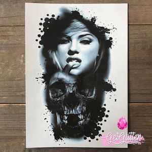 GetGlitterBaby® - Henna Plak Tattoos / Tijdelijke Tattoo / Nep Tatoeage / Fake Temporary Tattoo Sticker - Doodshoofd / Skull