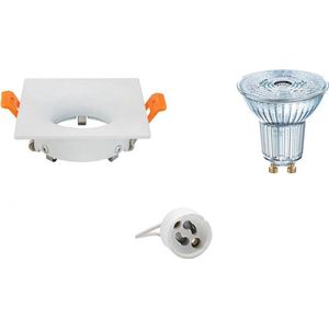 LED Spot Set - OSRAM Parathom PAR16 930 36D - GU10 Fitting - Dimbaar - Inbouw Vierkant - Mat Wit - 5.5W - Warm Wit 3000K - 85mm