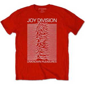 - Unknown Pleasures White On Red Heren T-shirt - XS - Rood
