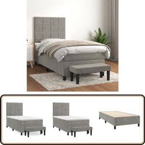 vidaXL Boxspring met Matras - Fluweel - 80x200 cm Boxspringbed - Velvet Bed - Tweepersoons Bed - Slaapkamer Meubilair - Grijs Bed