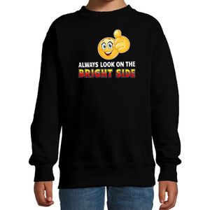 Funny emoticon sweater Always look on the bright side zwart voor kids - Fun / cadeau trui 134/146