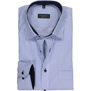 ETERNA comfort fit overhemd - twill heren overhemd - blauw met wit gestreept (blauw contrast) - Strijkvrij - Boordmaat: 50
