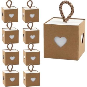 50 Stuks - Kraft Papieren - Snoepdozen - Geschenkdoosjes - Giftboxes - Hangbaar - Vintage Stijl - Ideaal voor Bruiloft en Verjaardagsfeesten - Recyclebaar - Bruin - Set van 50