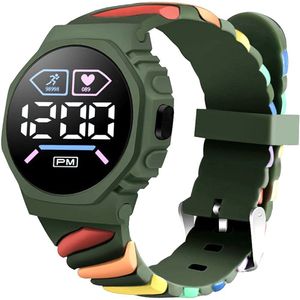 Swirl Digital Horloge - Donkergroen | Ø 37 mm | Siliconen | Fashion Favorite