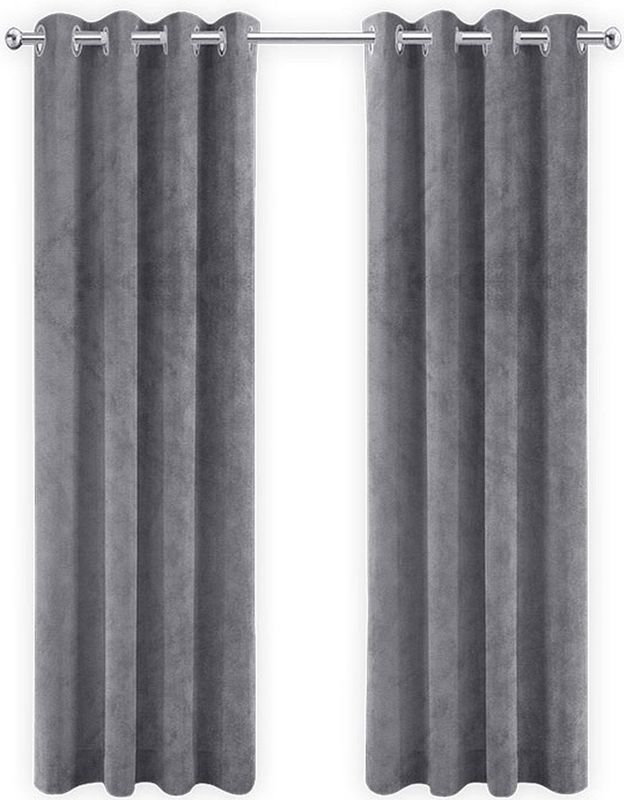 LW collection - gordijnen - verduisterend - grijs velvet - kant en klaar - fluweel - 140x270cm