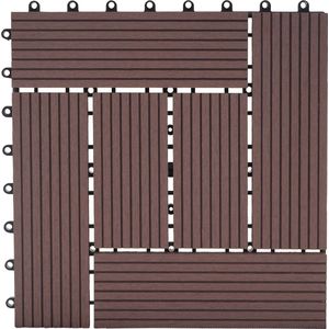 WPC vloertegel Rhone, houtlook balkon/terras, 11x elk 30x30cm = 1m² ~ Premium, koffie offset