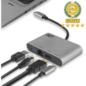 ACT USB-C docking station voor 1 HDMI monitor, ethernet, USB-A, PD pass-through AC7040