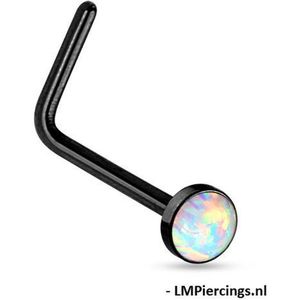 Neuspiercing L-bend opal zwart