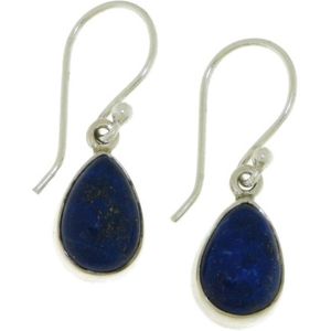 SilverGems zilveren oorhangers met druppel vormige cabouchon geslepen Lapis Lazuli edelstenen