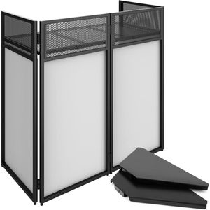 DJ Booth - Vonyx DB4 DJ meubel met witte en zwarte doeken, hoekplaten voor extra ruimte en draagtassen
