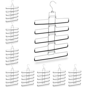 Relaxdays 9x kleerhangers ruimtebesparend - multi kledinghangers - broekhanger - metaal