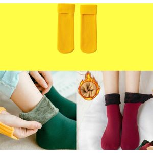 Sara Shop - Warme Sokken - Thermo Wintersokken - gevoerde sokken voor de koudste dage- One-Size 32-36 - Geel-Kerst cadeau & Sinterklaas cadeau